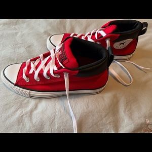 Boys converse red high tops size 5.5